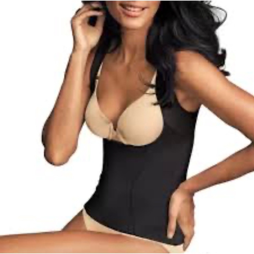 Maidenform Torsette Shapewear XL (WUOB) Black Firm Control Tummy Waist 1866 NWT